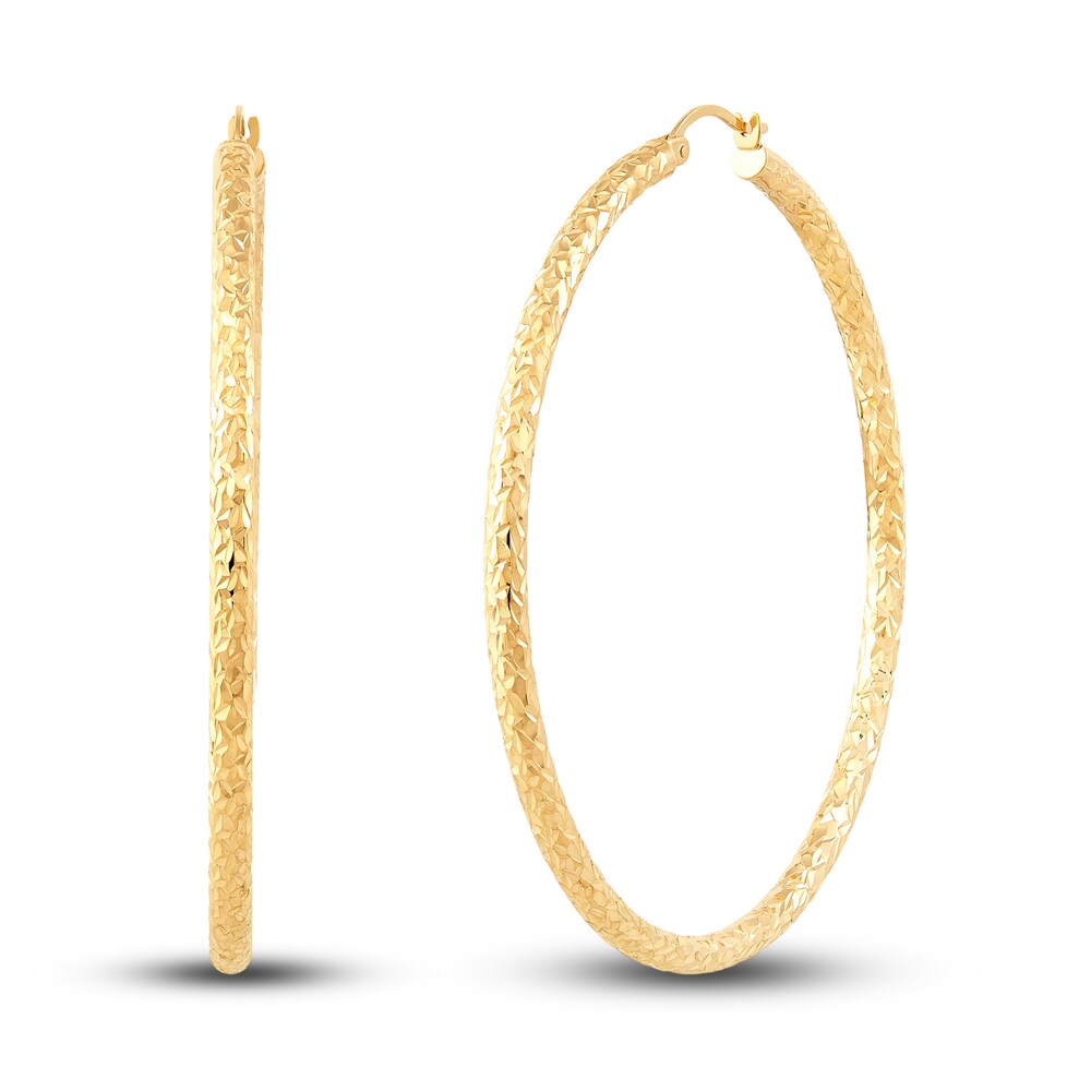 Diamond-Cut Round Tube Hoop Earrings 14K Yellow Gold pkijV6fK