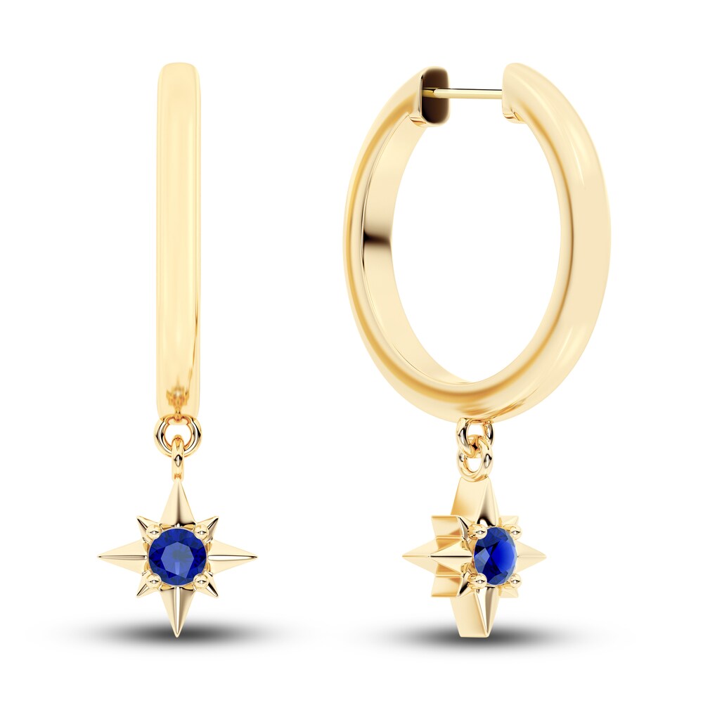 Juliette Maison Natural Blue Sapphire Starburst Hoops 10K Yellow Gold ppwUhHT1