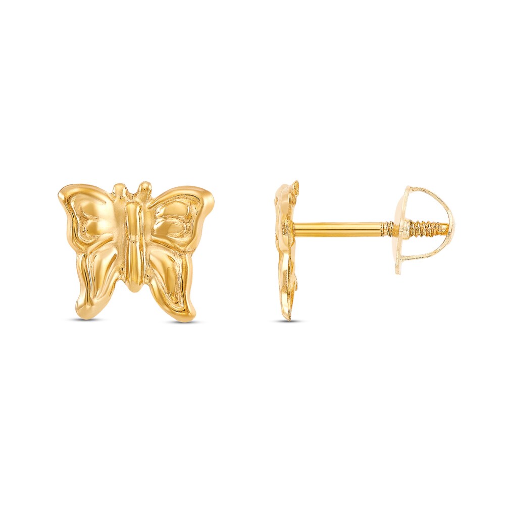 Children's Butterfly Stud Earrings 14K Yellow Gold pqIPHKrN