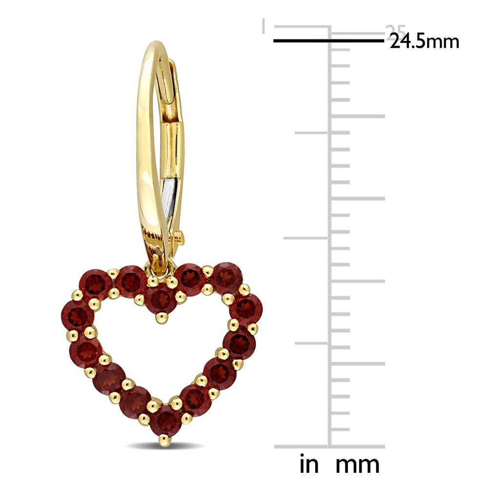 Natural Garnet Heart Dangle Earrings 10K Yellow Gold pqYS9D8d