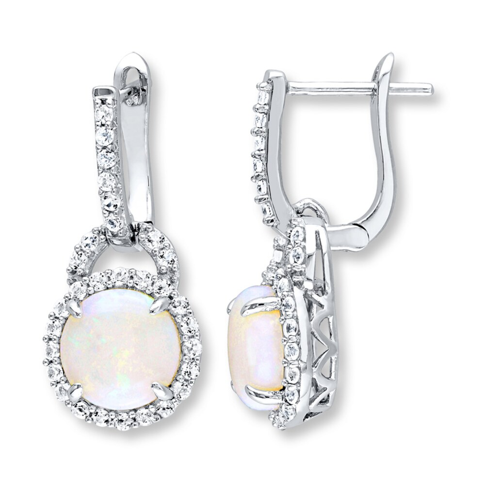 Natural Opal Earrings White Topaz Accents Sterling Silver prjt64kb