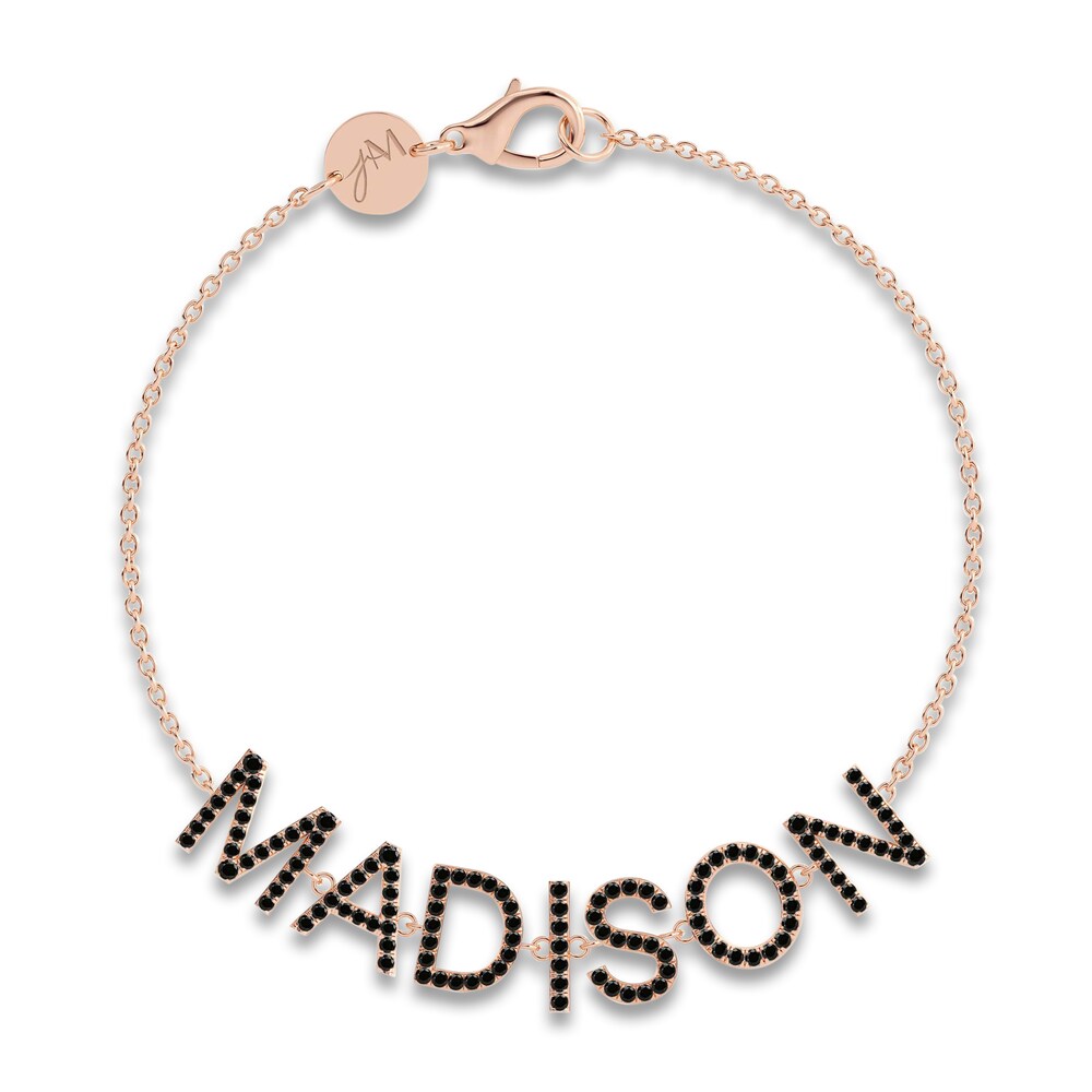 Juliette Maison Black Diamond Station Name Bracelet 2 ct tw Round 10K Rose Gold pthcV4si