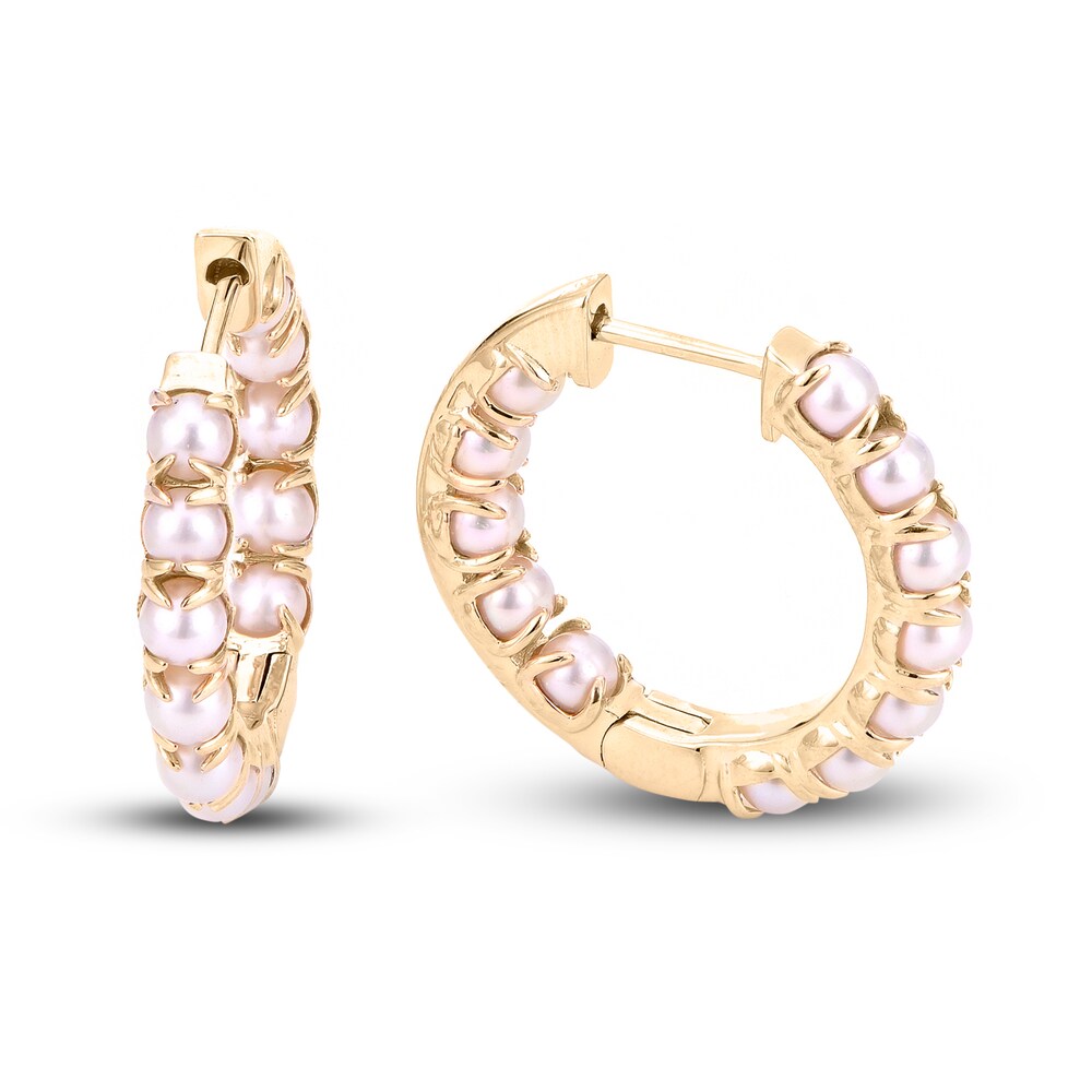 Cultured Freshwater Pearl Seed Hoop Earrings 14K Yellow Gold puGIR8Bq