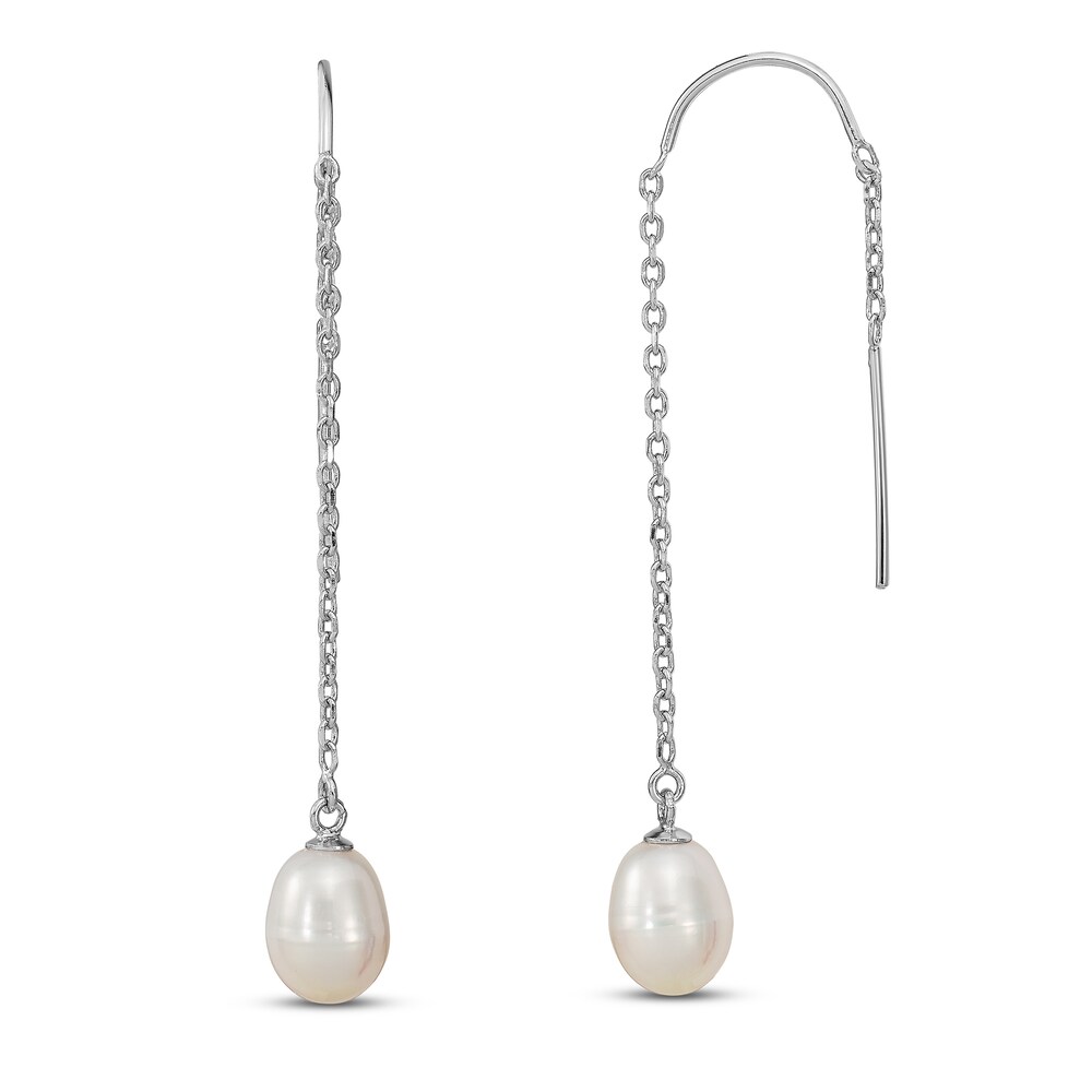 Freshwater Cultured Pearl Threader Earrings Sterling Silver pwJSbHWn