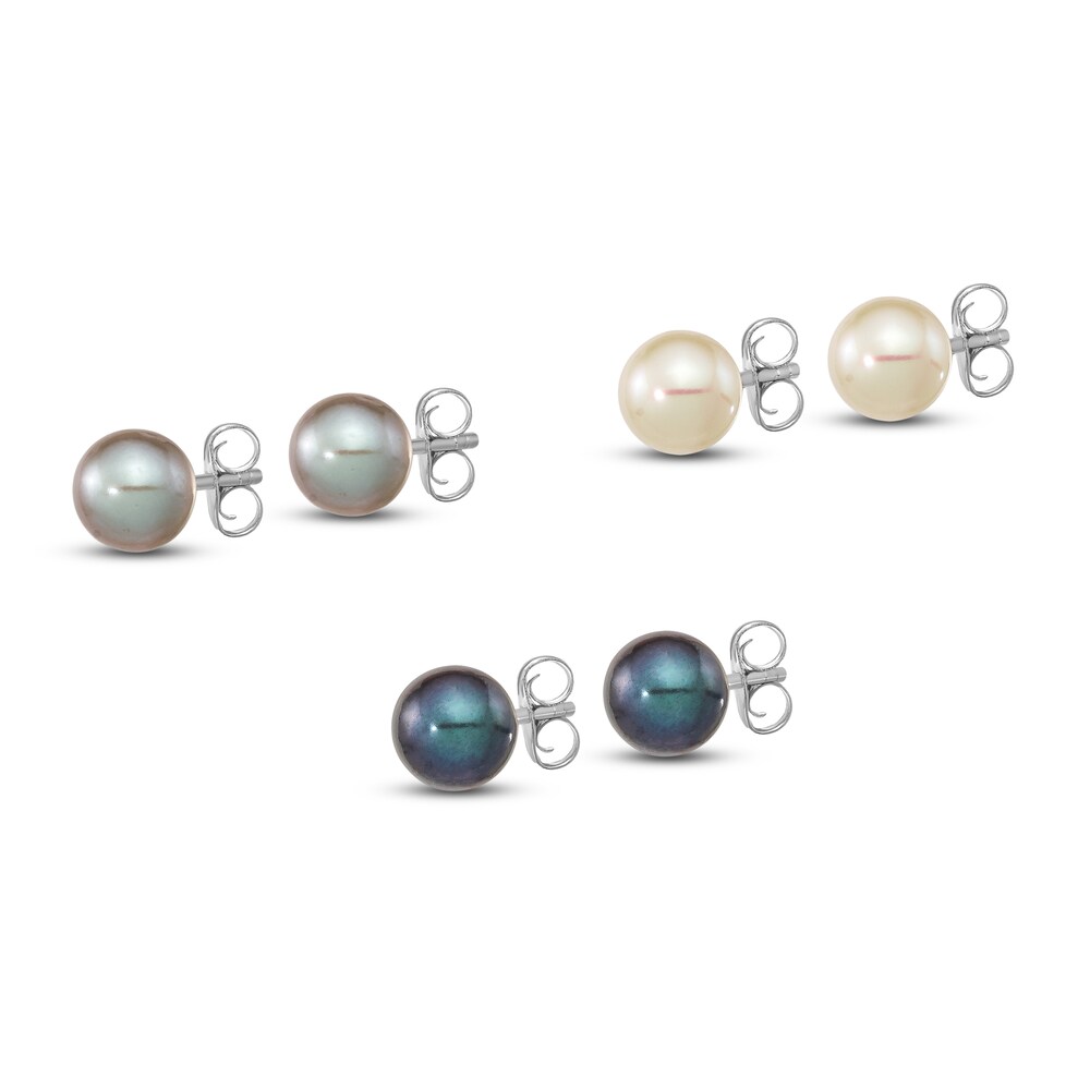 Cultured Freshwater Pearl Stud Earring Set Sterling Silver q1p7tYIO