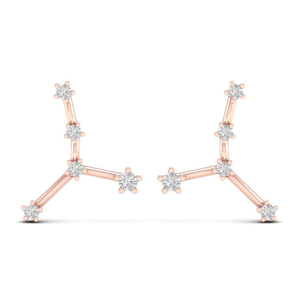Diamond Cancer Constellation Earrings 1/8 ct tw Round 14K Rose Gold q4D4YaTi
