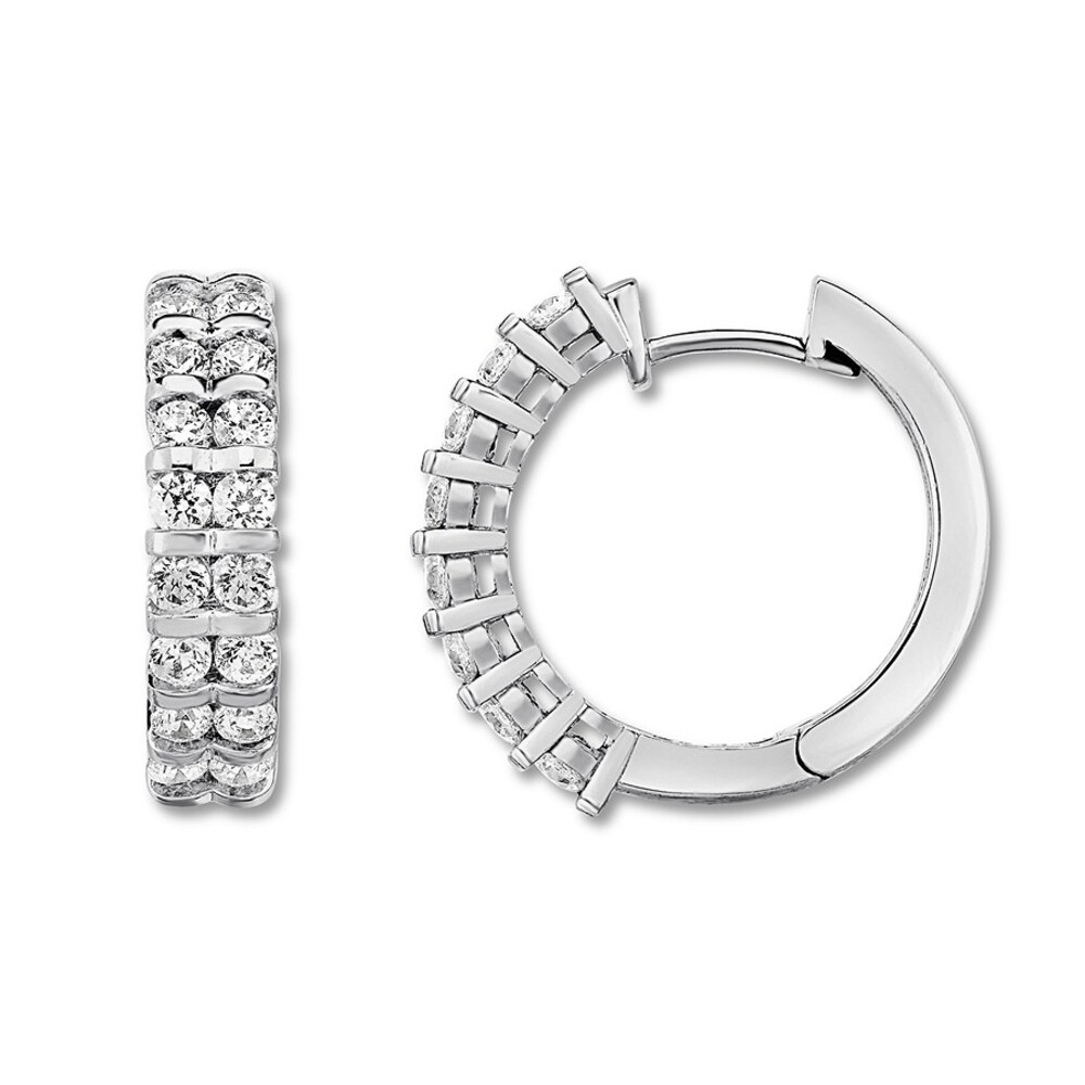 Diamond Hoop Earrings 1-1/2 ct tw Round-cut 14K White Gold q73rQqNw