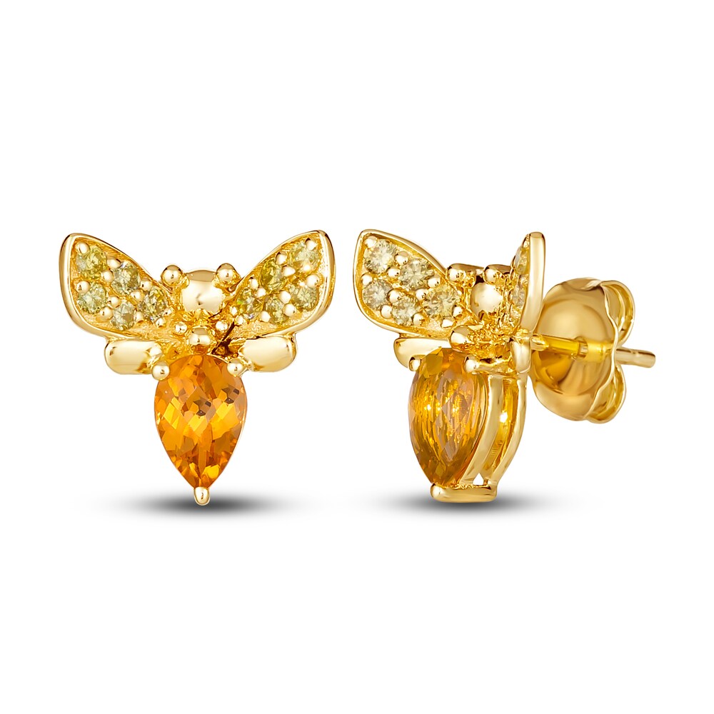 Le Vian Natural Citrine Bumblebee Earrings 1/5 ct tw Diamonds 14K Honey Gold q8ok5yzB