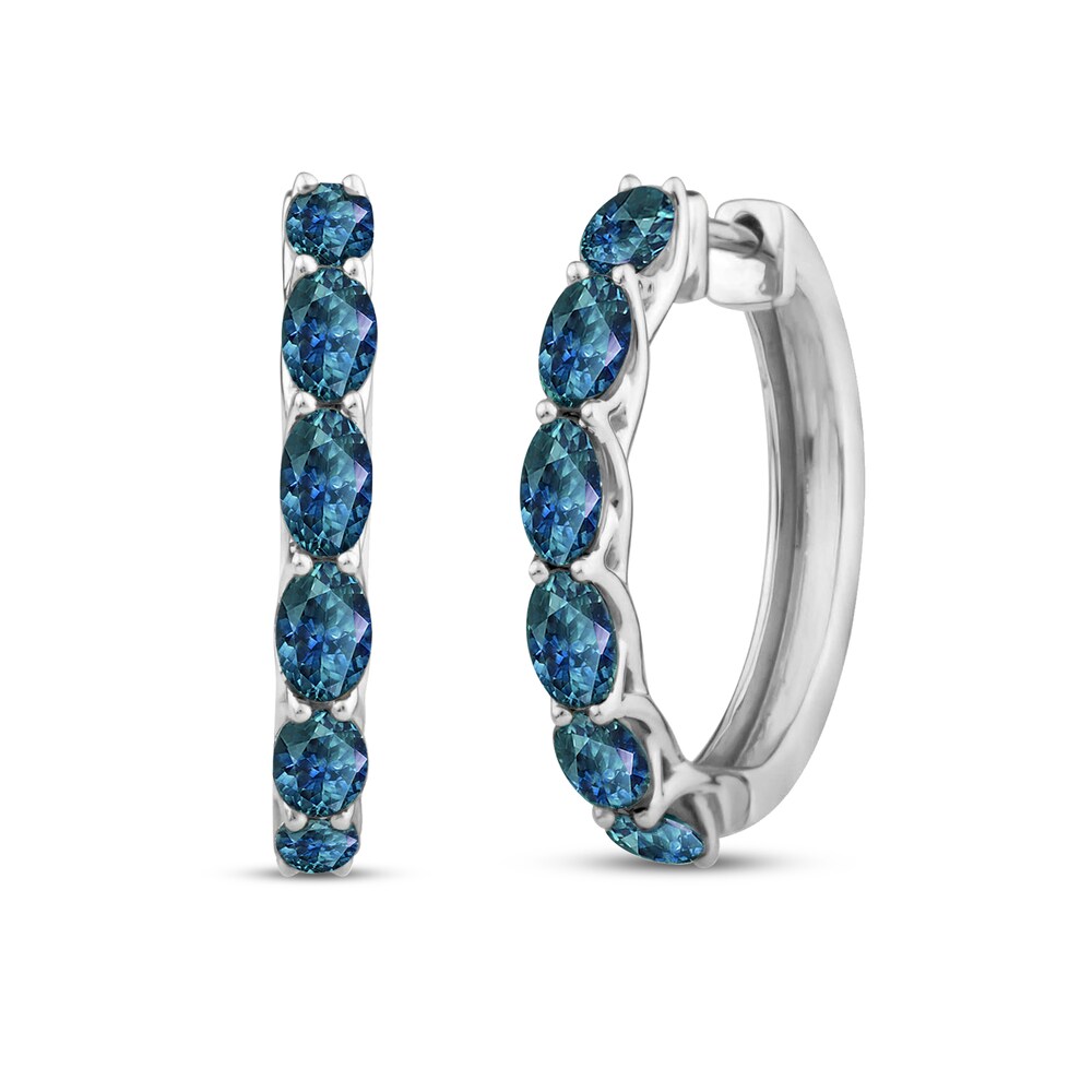 Montana Blue Natural Sapphire Hoop Earrings 10K White Gold qA8GCMID