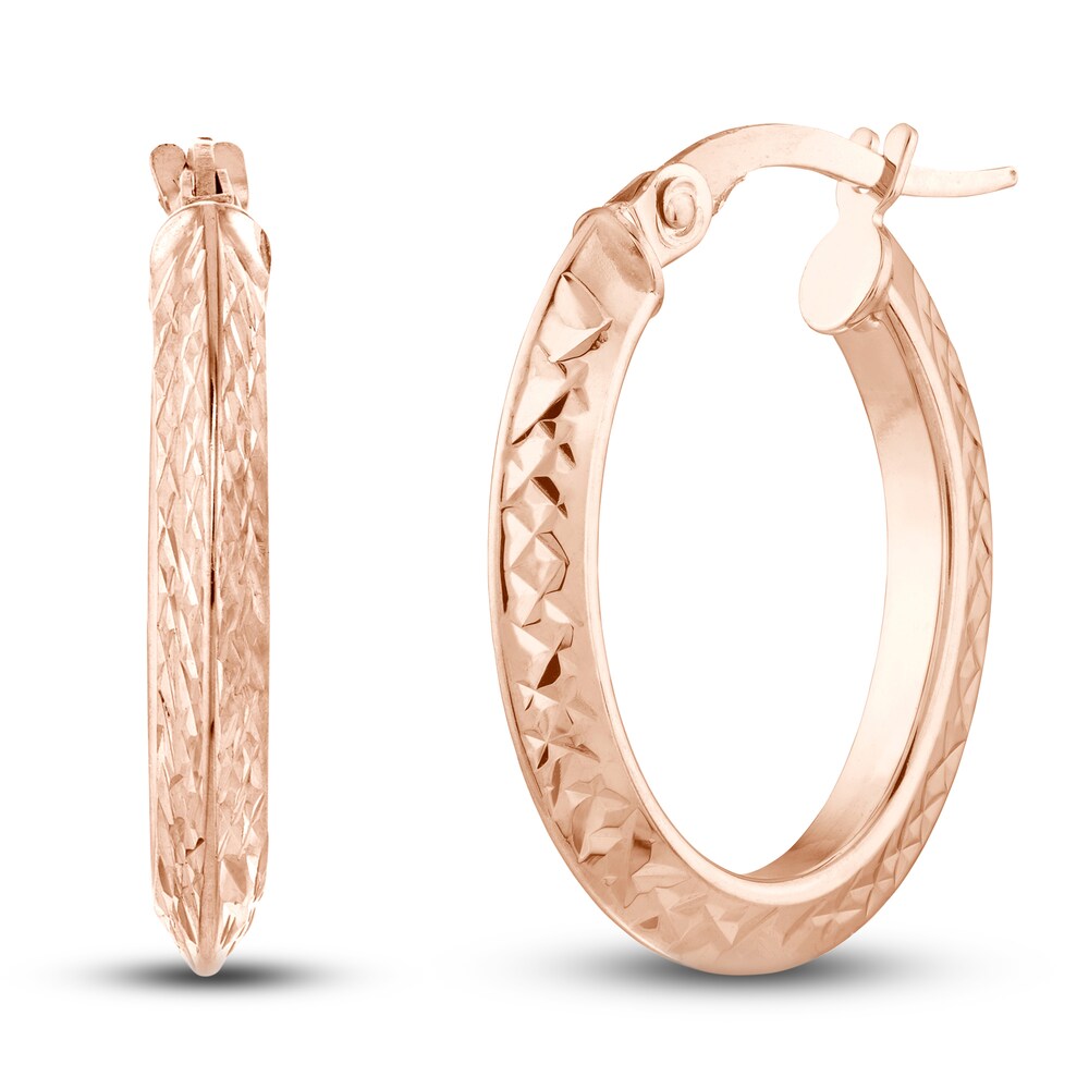 Diamond-Cut Knife Edge Hoop Earrings 14K Rose Gold qFyu8vrl