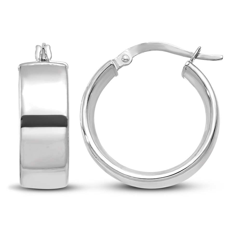 Lightweight Tube Hoop Earrings 14K White Gold qGbTOpxk