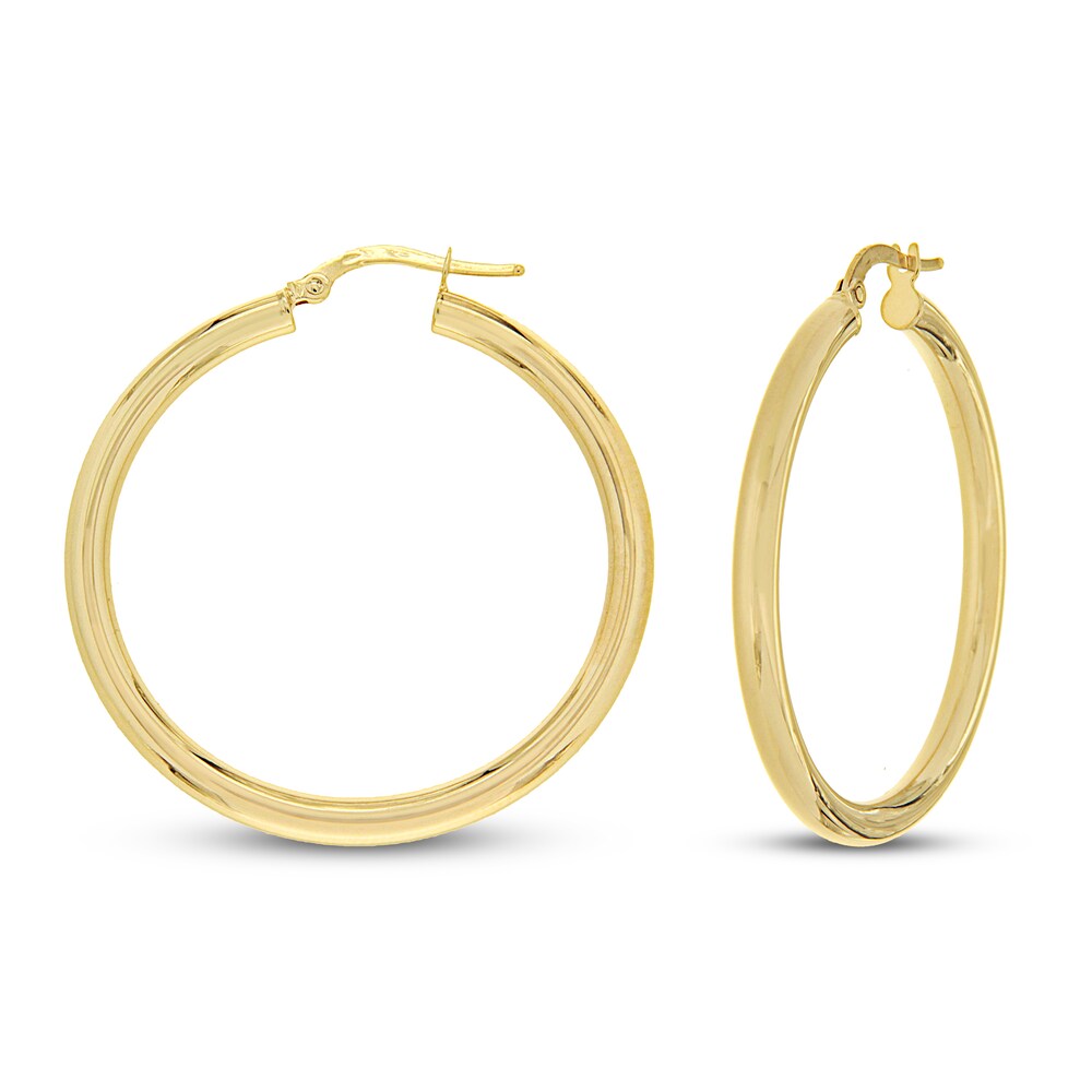 High Polish Hoop Earrings 14K Yellow Gold qH8tIV6a