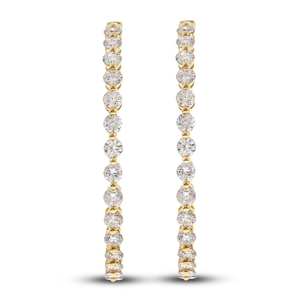 Diamond Hoop Earrings 4-1/4 ct tw Round 14K Yellow Gold qIVSpu6V