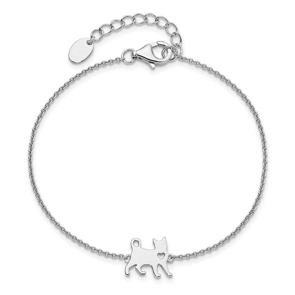 Cat with Heart Bracelet Sterling Silver qUNk25EX
