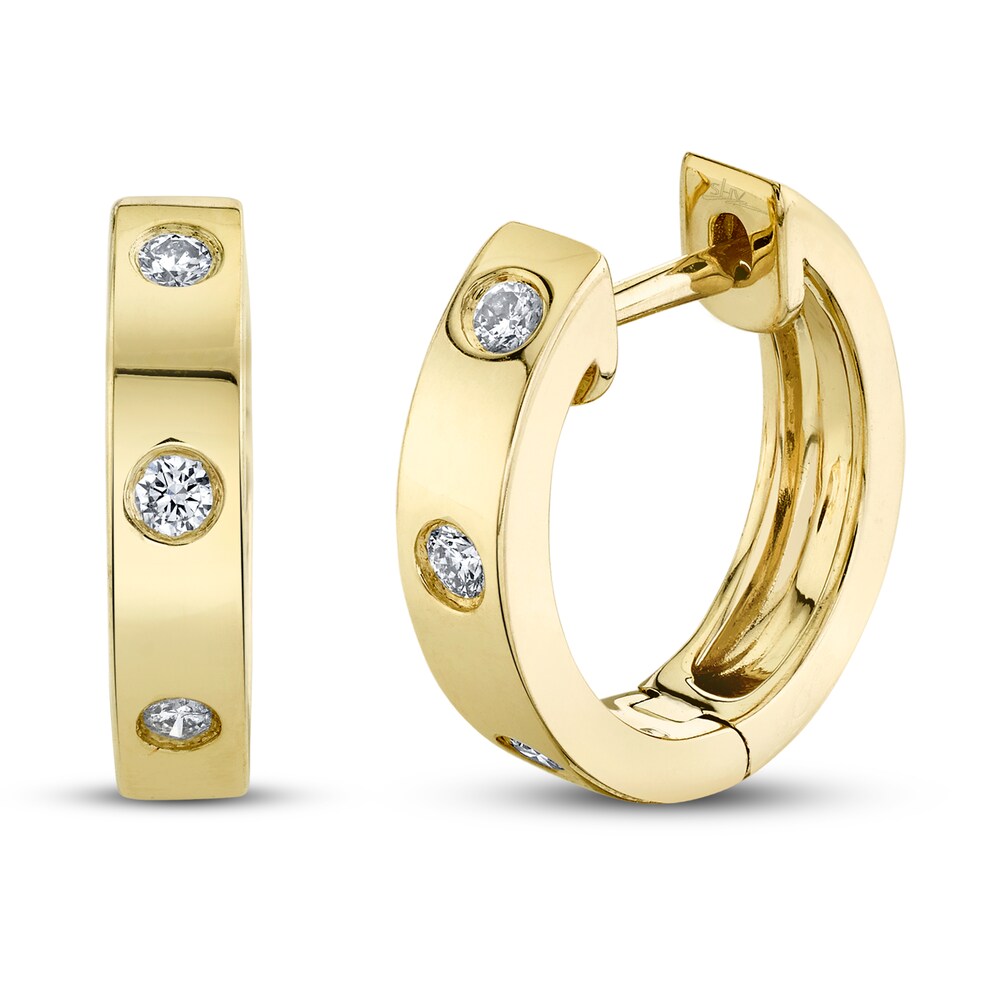 Shy Creation Diamond Hoop Earrings 1/10 ct tw Round 14K Yellow Gold SC55010251 qVhCyuup
