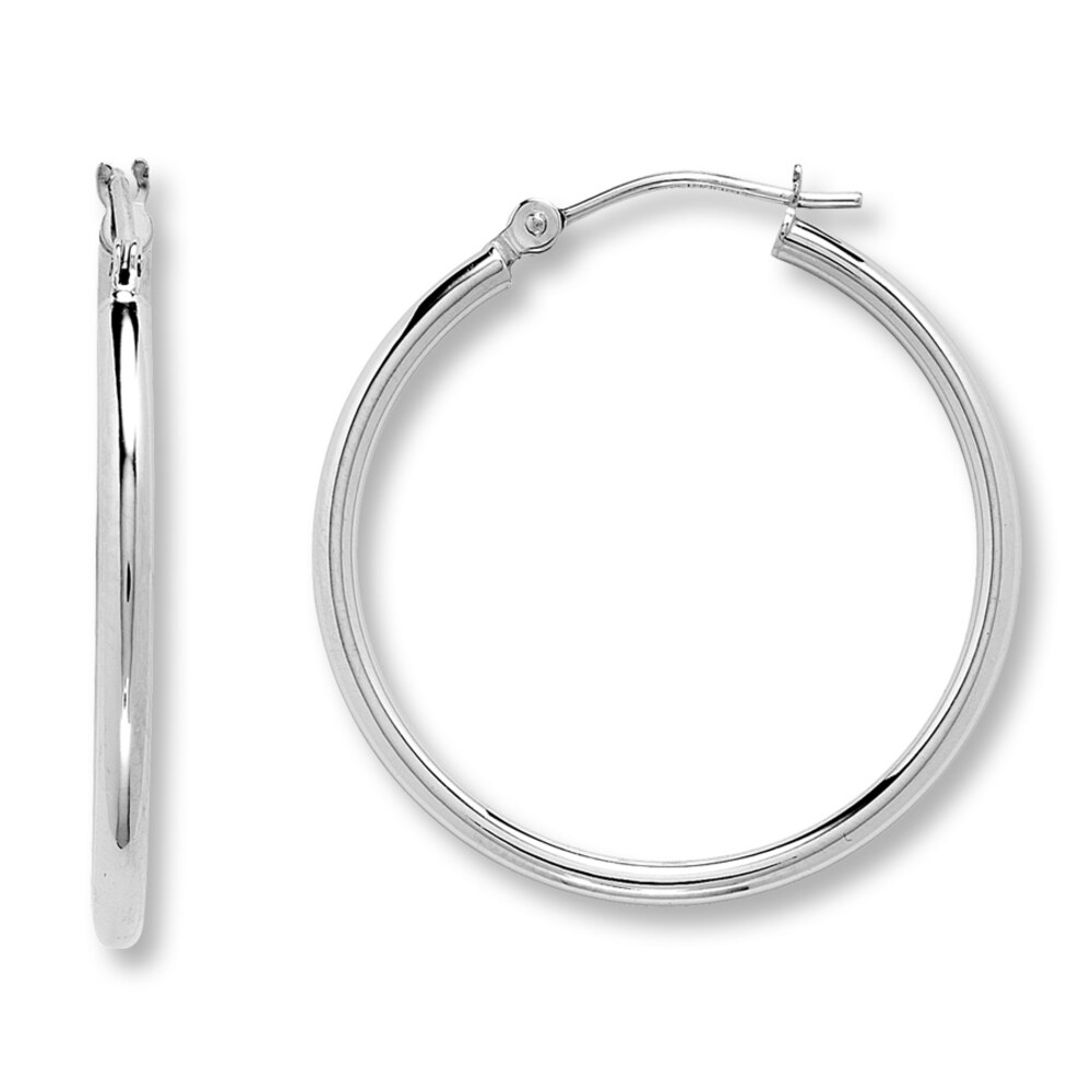 Hoop Earrings Round 14K White Gold qWV8lvNq