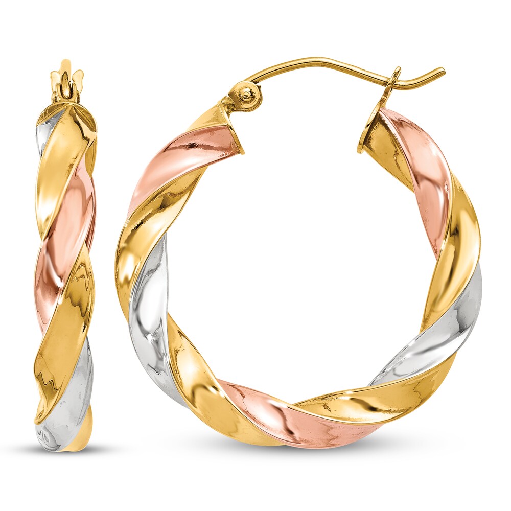 Light Twisted Hoop Earrings 14K Tri-Color Gold qXYdwLxK