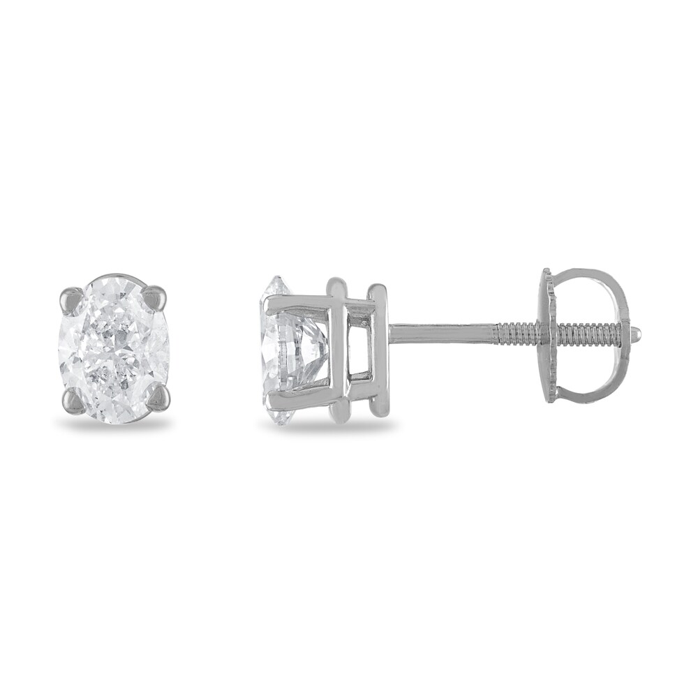 Certified Diamond Solitaire Earrings 1 ct tw Oval 18K White Gold (SI2/I) qZDXEhyp