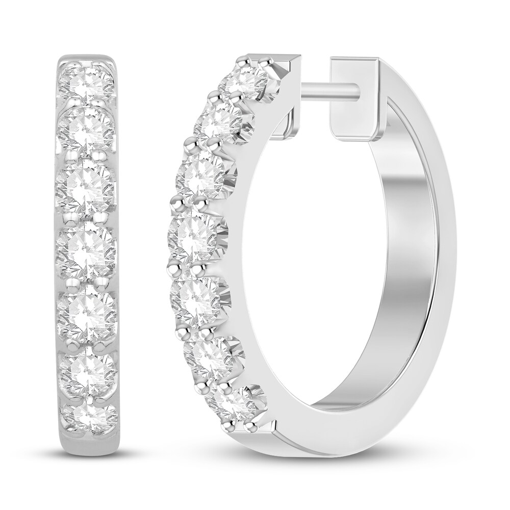 Diamond Hoop Earrings 3/4 ct tw Round 14K White Gold qbcSVjOA