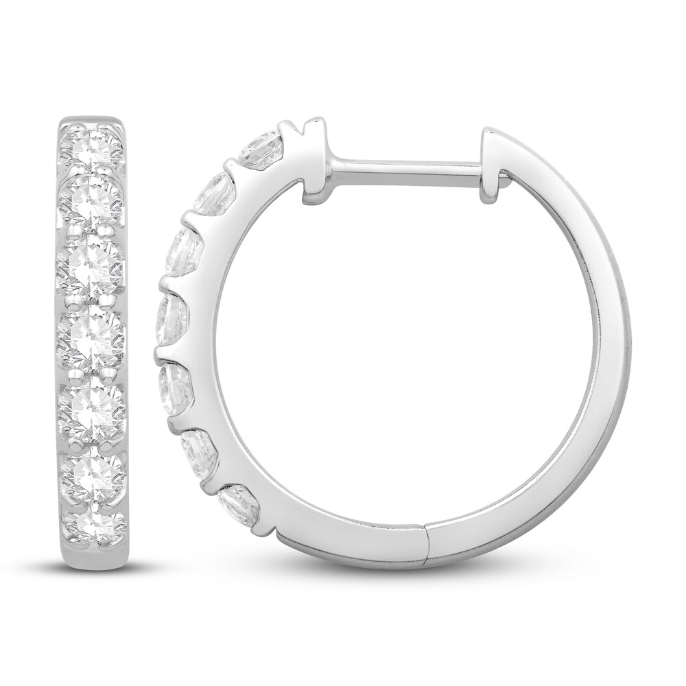 Diamond Hoop Earrings 3/4 ct tw Round 14K White Gold qbcSVjOA
