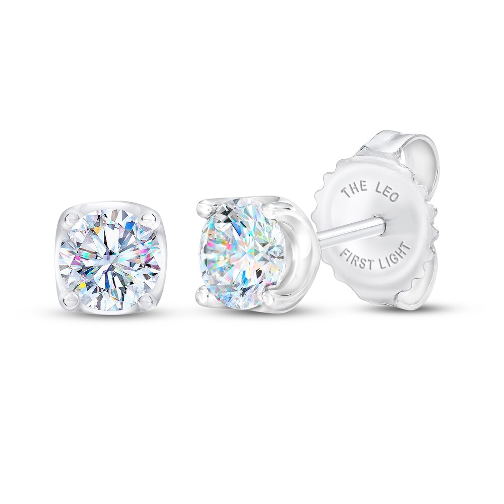 THE LEO First Light Diamond Solitaire Stud Earrings 1/4 ct tw Round 14K White Gold (I1/I) qhxwKiZ3