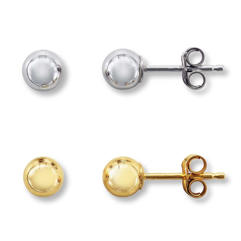 Ball Earrings Set 14K Two-Tone Gold qjY8KHYk