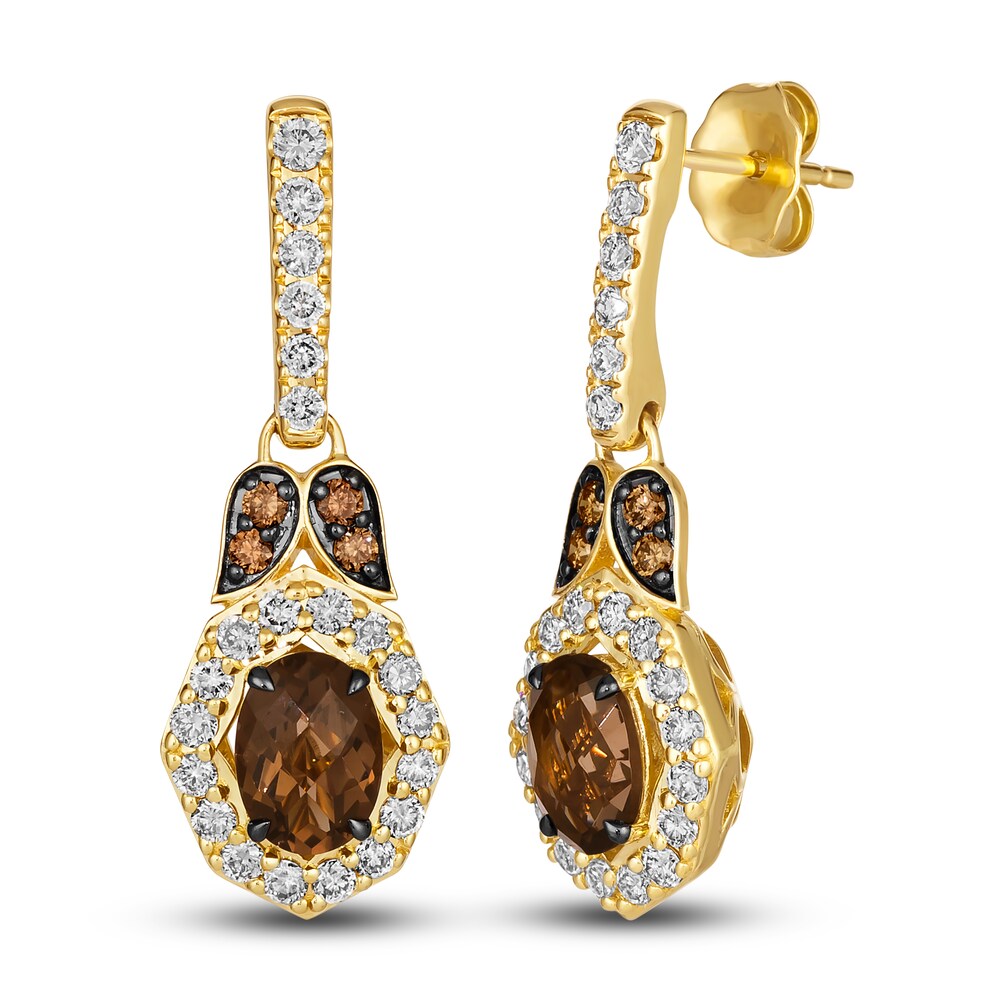 Le Vian Natural Chocolate Quartz Earrings 7/8 ct tw Diamonds Round 14K Honey Gold qkP1UydA