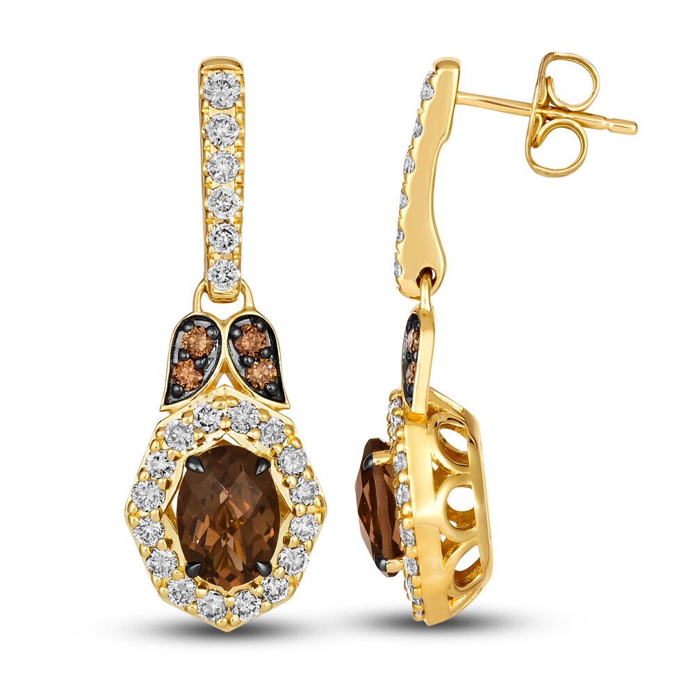 Le Vian Natural Chocolate Quartz Earrings 7/8 ct tw Diamonds Round 14K Honey Gold qkP1UydA