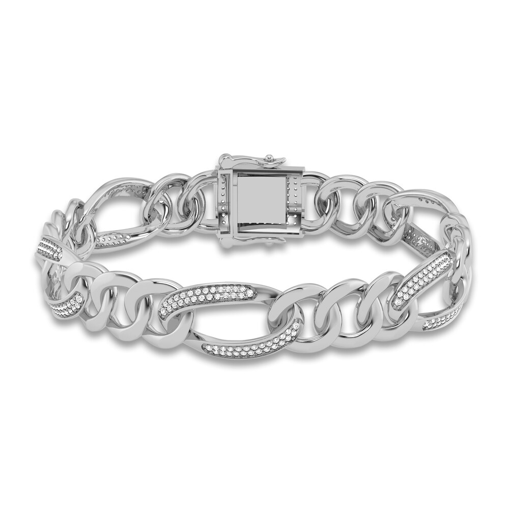 Men's Diamond Bracelet 1-1/2 ct tw Round 10K White Gold 8.5" qn7AJLJD