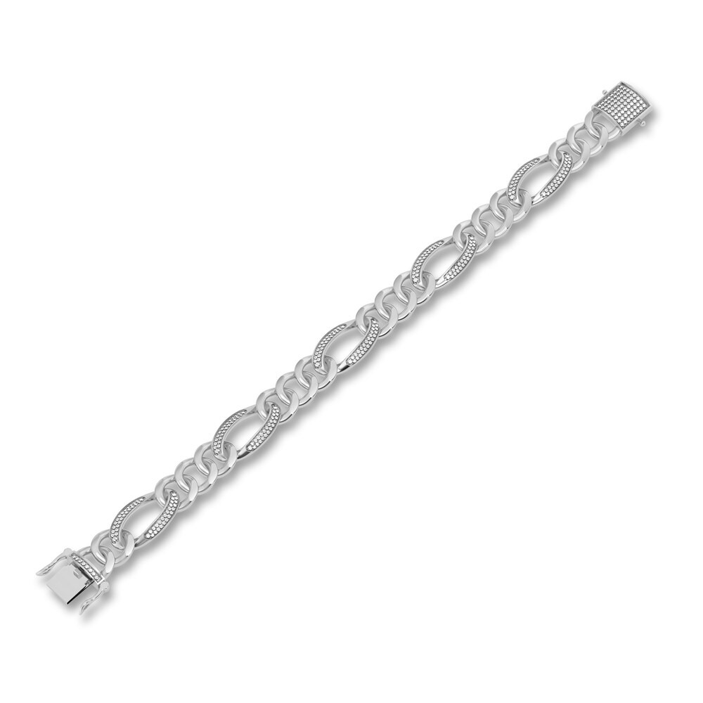 Men\'s Diamond Bracelet 1-1/2 ct tw Round 10K White Gold 8.5\" qn7AJLJD