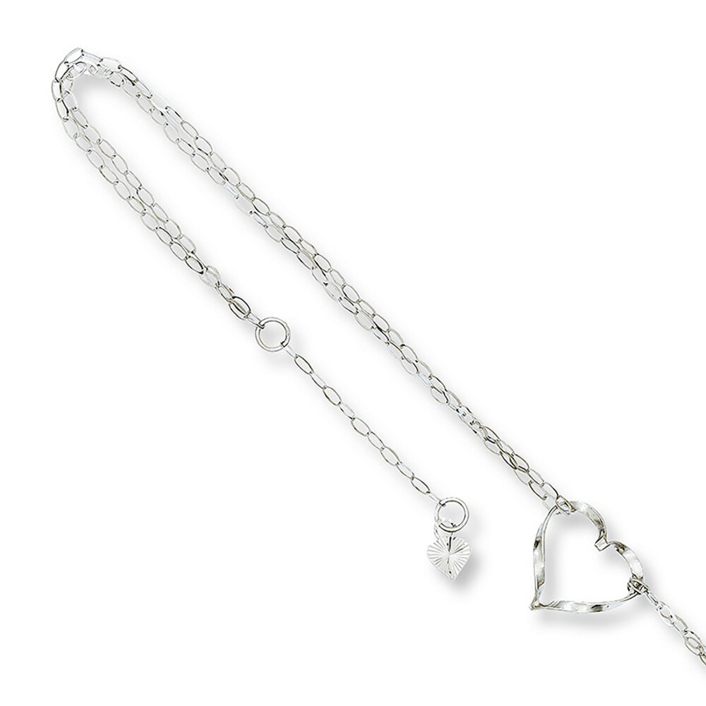 Heart Anklet 14K White Gold qnbarPuR