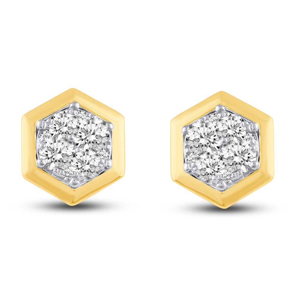 Diamond Hexagon Earrings 1/2 ct tw Round 10K Yellow Gold qsUG1mLP