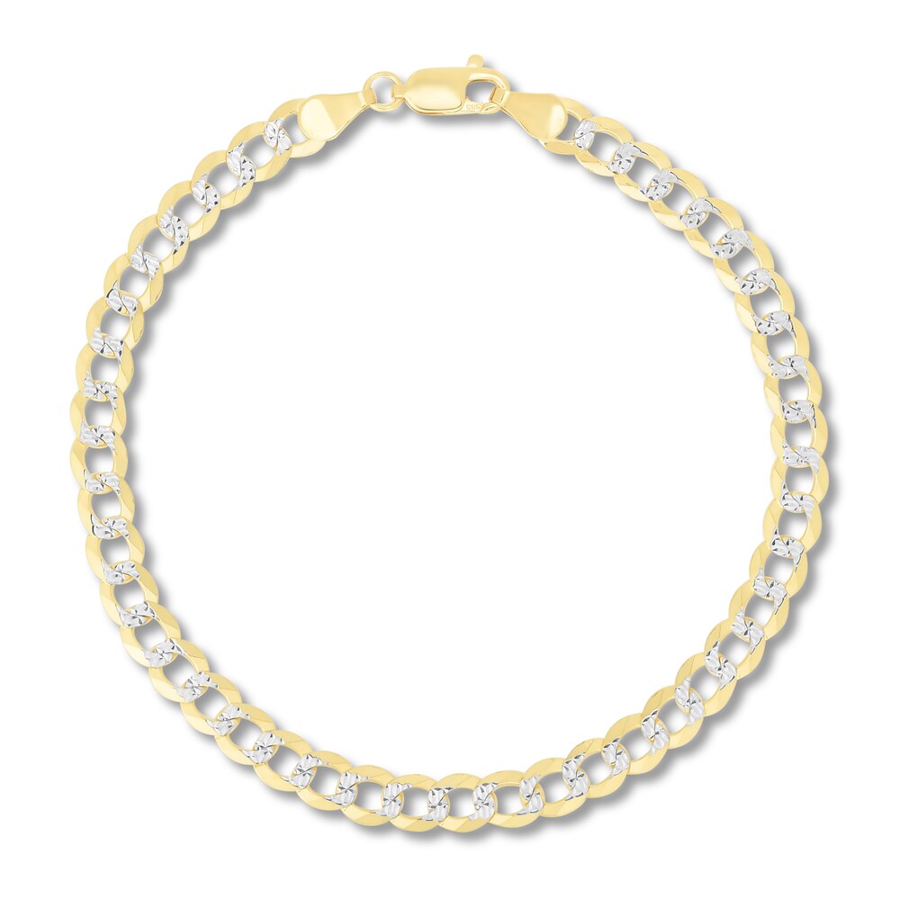 Pave Curb Chain Bracelet 14K Yellow Gold 8.5" qstKT4uf