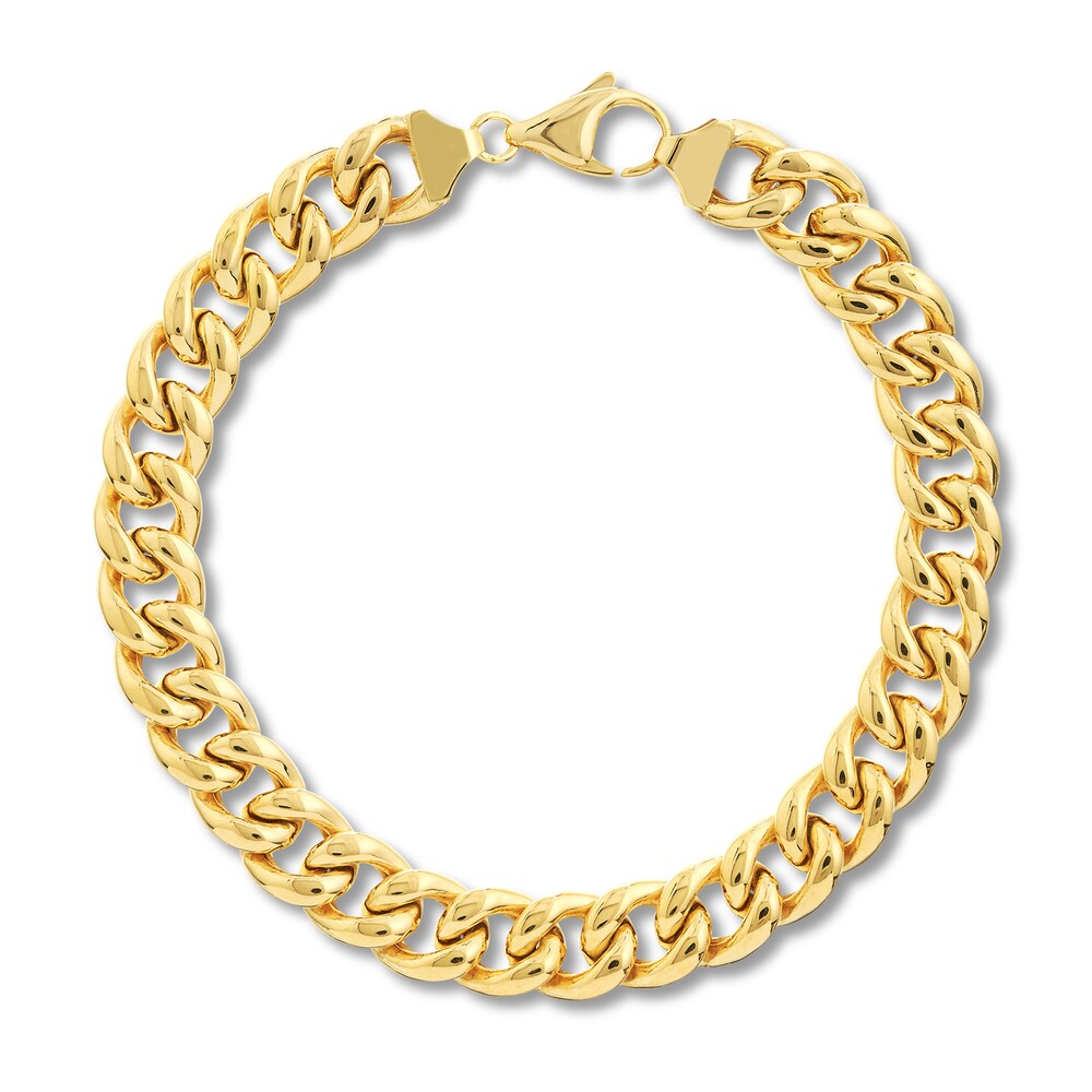 Cuban Link Chain Bracelet 14K Yellow Gold 9\" qtxrAiEy