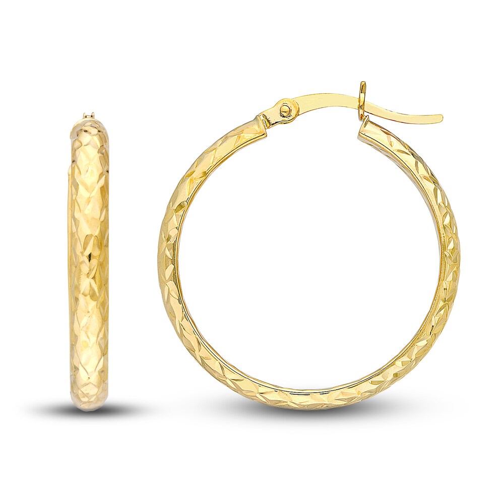 Diamond-Cut In/Out Hoop Earrings 14K Yellow Gold 25mm qx1v8oo7