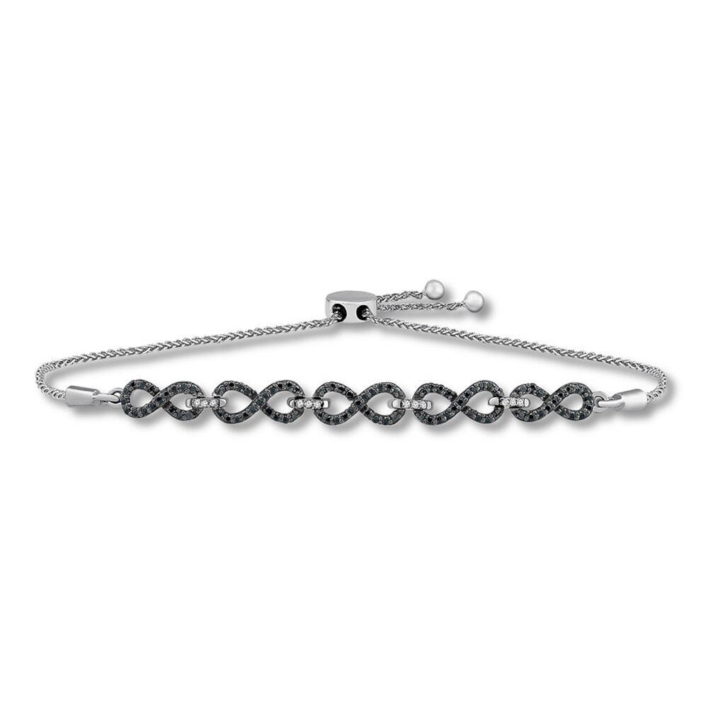 Black Diamond Infinity Bolo Bracelet 3/8 ct tw 10K White Gold qzhEk1kz