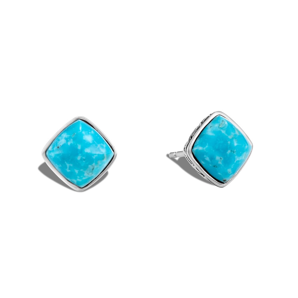 John Hardy Classic Chain Sugarloaf Stud Earrings Natural Turquoise Sterling Silver r3wcHtcw