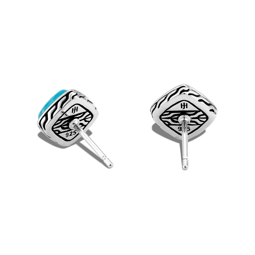 John Hardy Classic Chain Sugarloaf Stud Earrings Natural Turquoise Sterling Silver r3wcHtcw