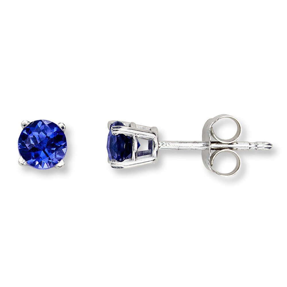 Lab-Created Sapphire Earrings Round-Cut 14K White Gold r4crcif7