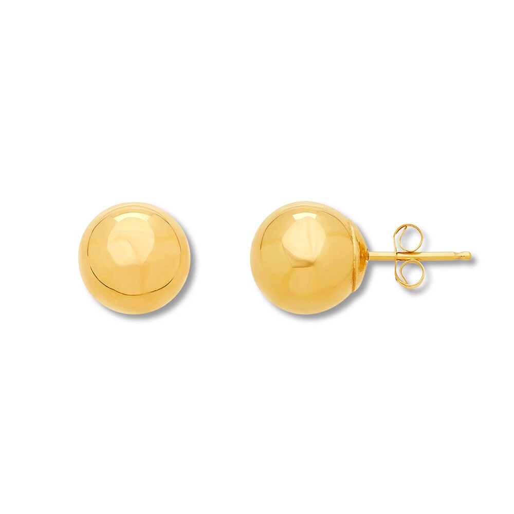 Round Ball Stud Earrings 10K Yellow Gold r5W4rvf6