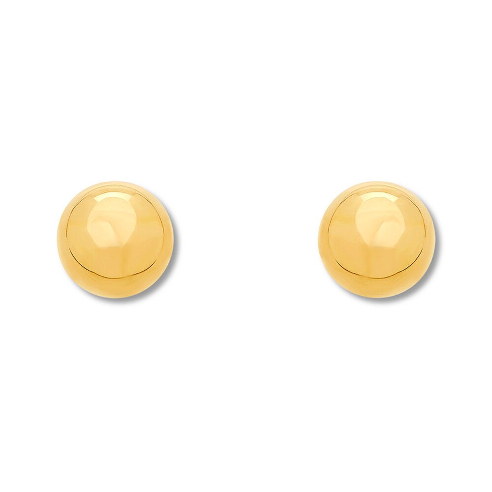 Round Ball Stud Earrings 10K Yellow Gold r5W4rvf6