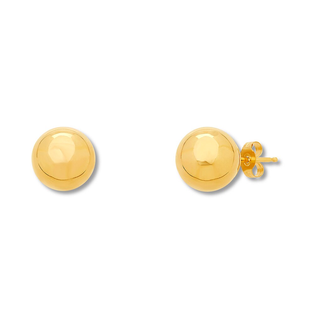 Round Ball Stud Earrings 10K Yellow Gold r5W4rvf6