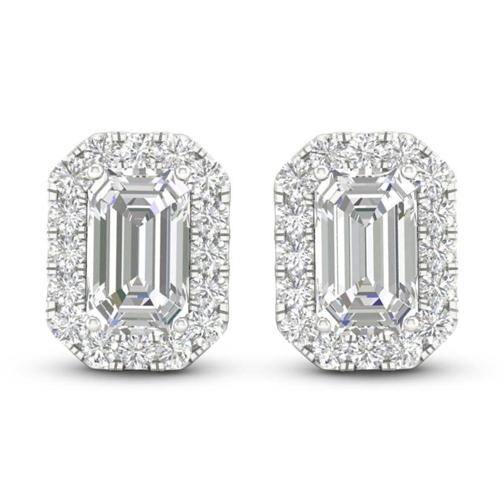Diamond Stud Earrings 1/2 ct tw Round/Emerald 14K White Gold r6U3qHX9