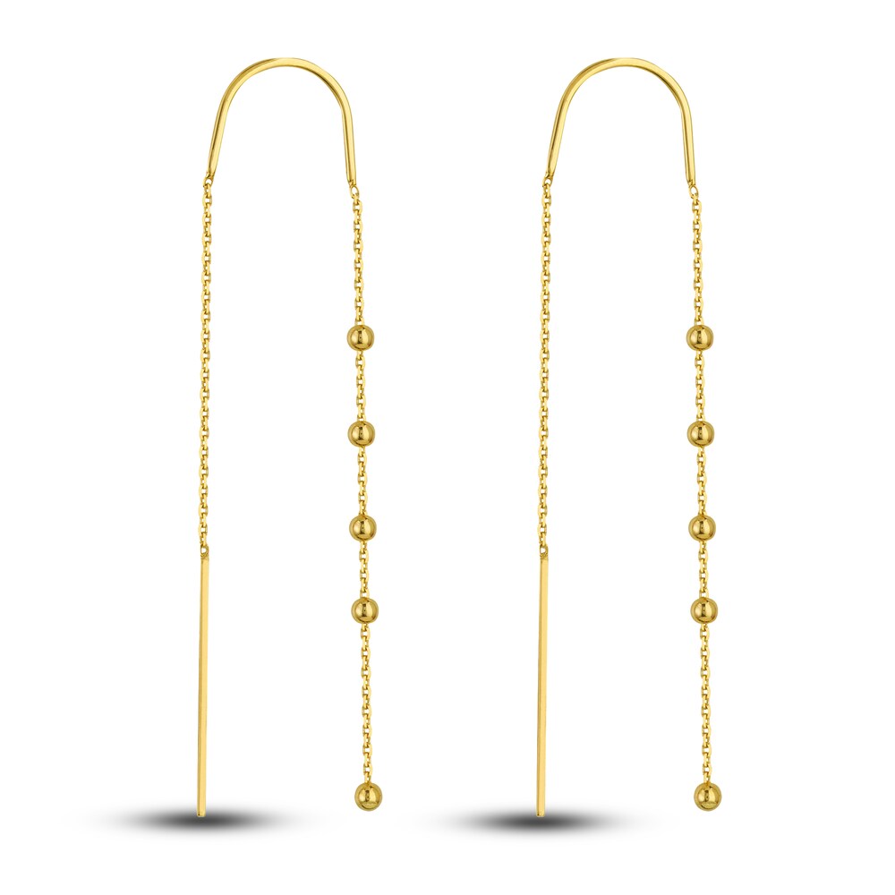 Beaded Threader Earrings 14K Yellow Gold r7MpAdvJ