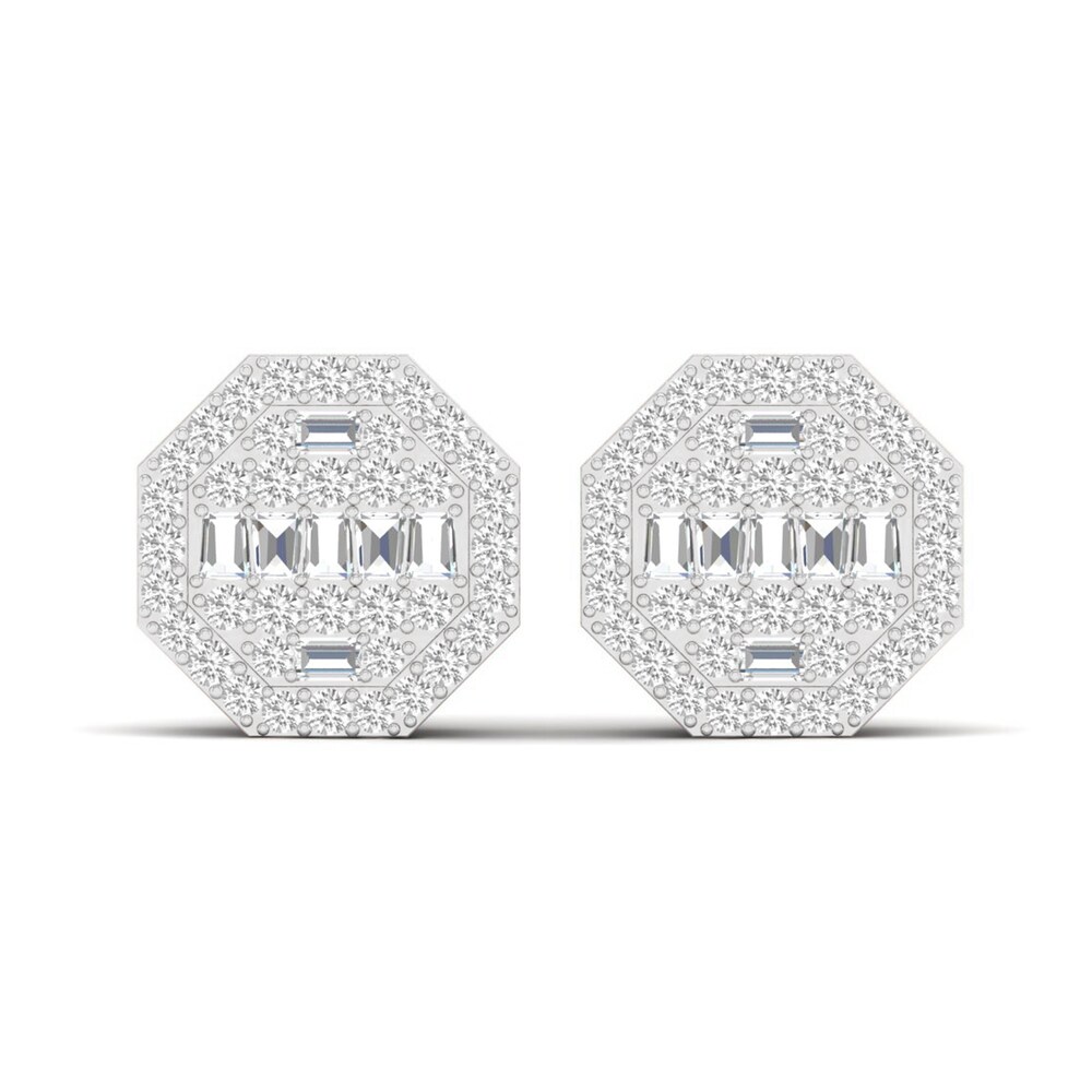 Men's Diamond Earrings 1/2 ct tw Round/Baguette 10K Rose Gold r8LJvYqI