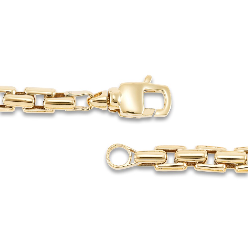 Italia D\'Oro Men\'s Square Link Chain Bracelet 14K Yellow Gold 8.5\" rFKHAJWf