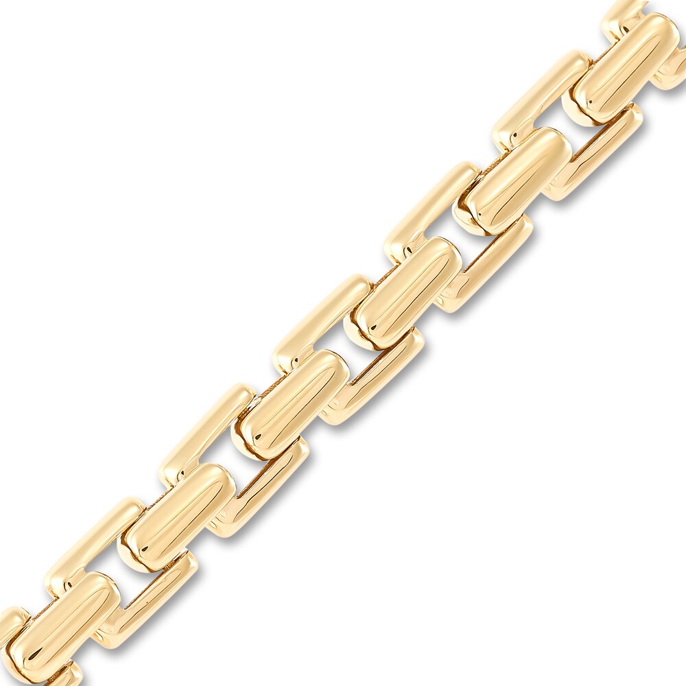 Italia D\'Oro Men\'s Square Link Chain Bracelet 14K Yellow Gold 8.5\" rFKHAJWf