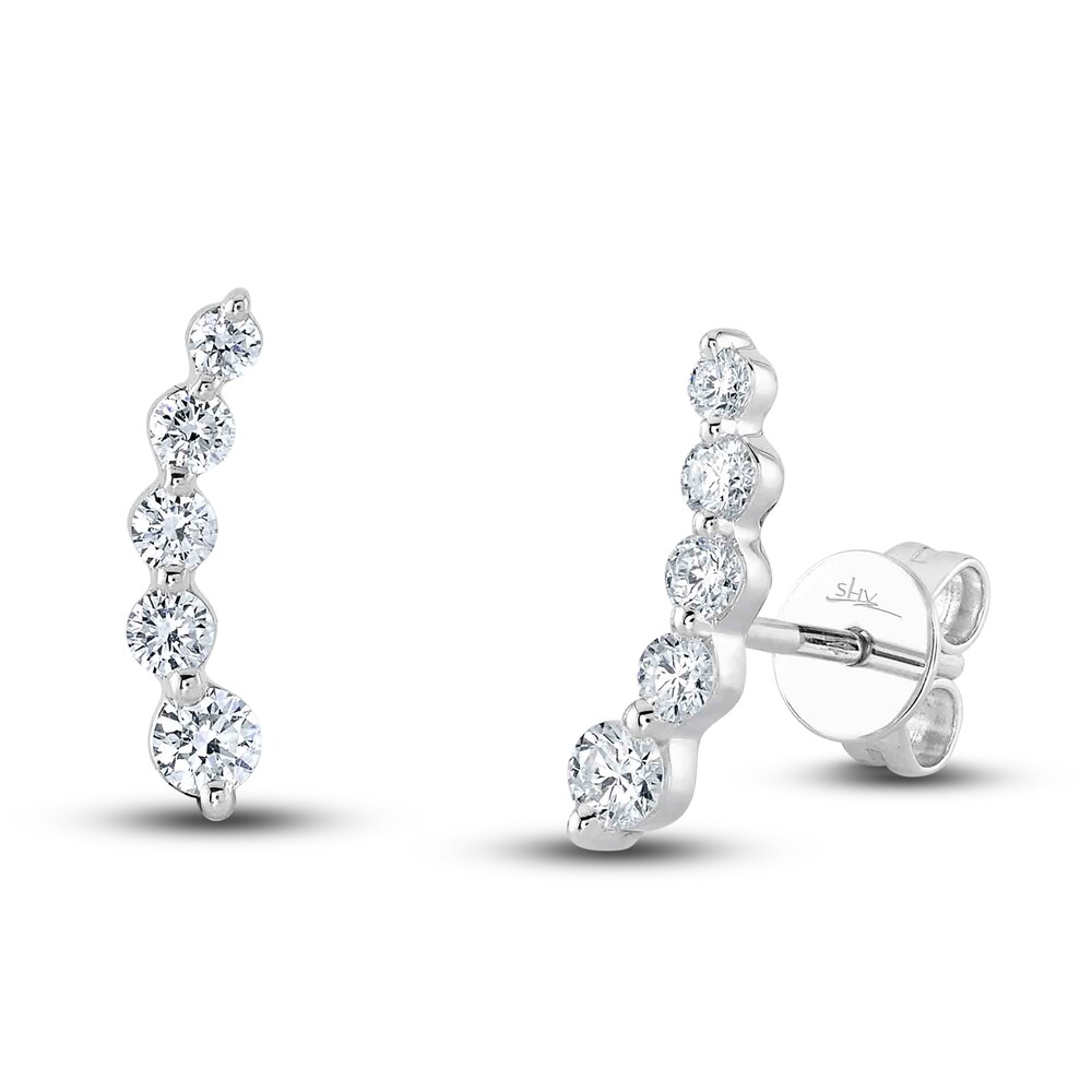 Shy Creation Diamond Climber Earrings 1/2 ct tw Round 14K White Gold SC55022685 rGXgzoJz