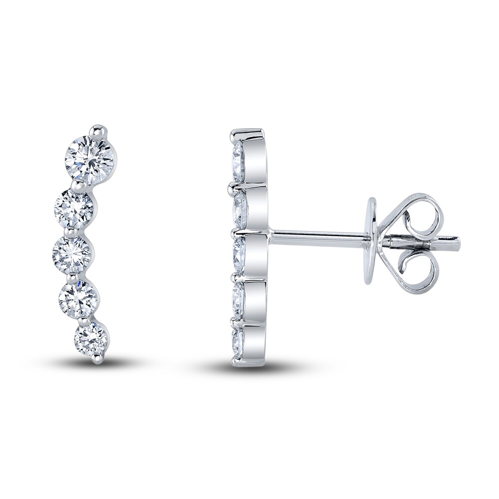 Shy Creation Diamond Climber Earrings 1/2 ct tw Round 14K White Gold SC55022685 rGXgzoJz