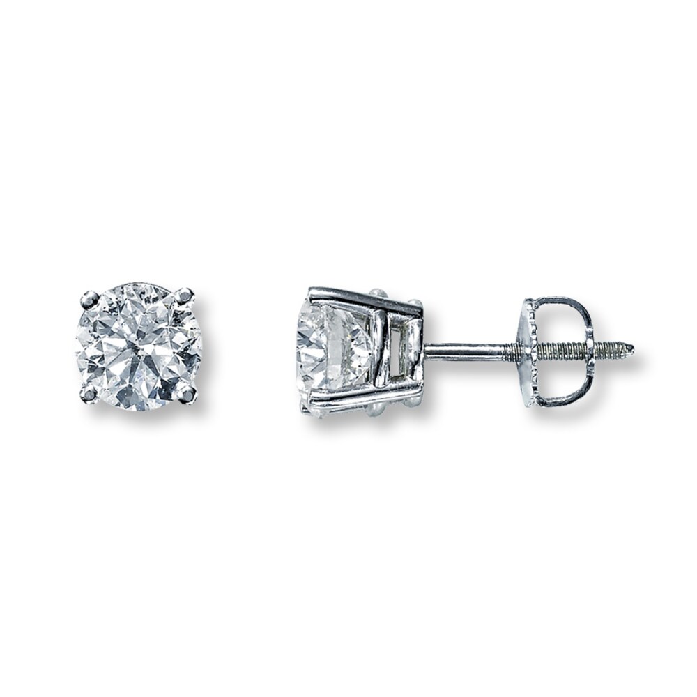 Diamond Earrings 1-1/2 ct tw Round 14K White Gold (I2/I) rMCWsWoL